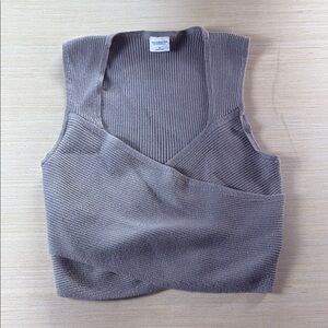 Abercrombie & Fitch Women’s Medium‎ Ribbed Sleeveless Top Stretch Grayish Tan
